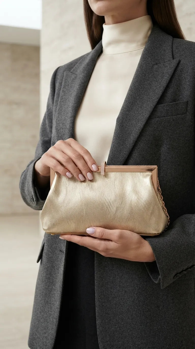 Golden Fancy Clutch For Women P24575