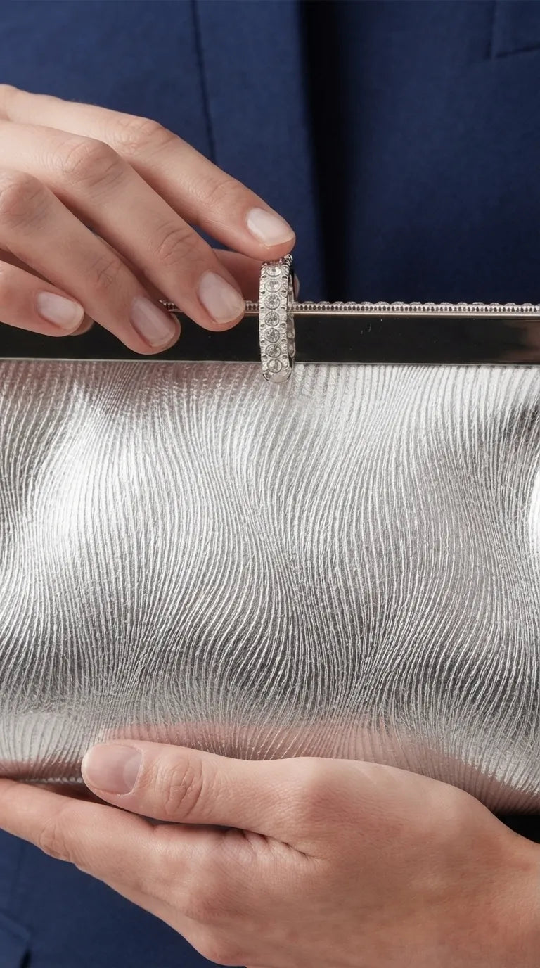 Silver Fancy Clutch For Women P24575