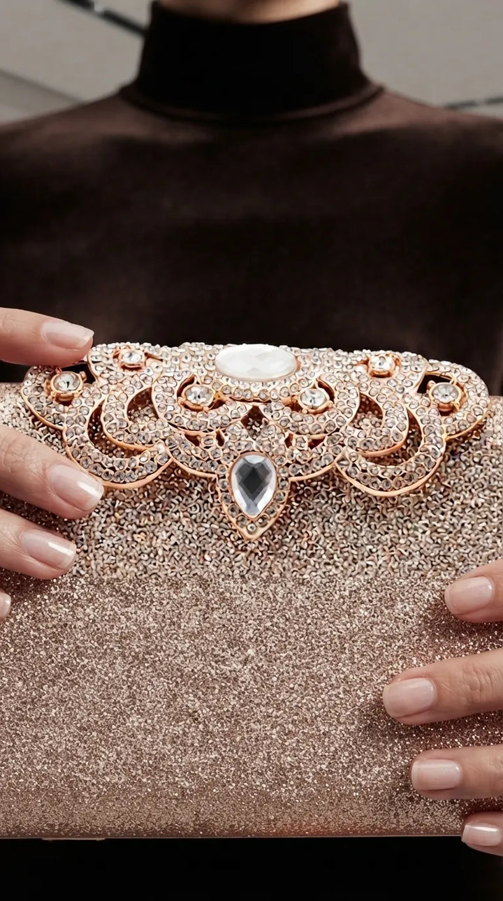 Golden Fancy Clutch For Women P24576