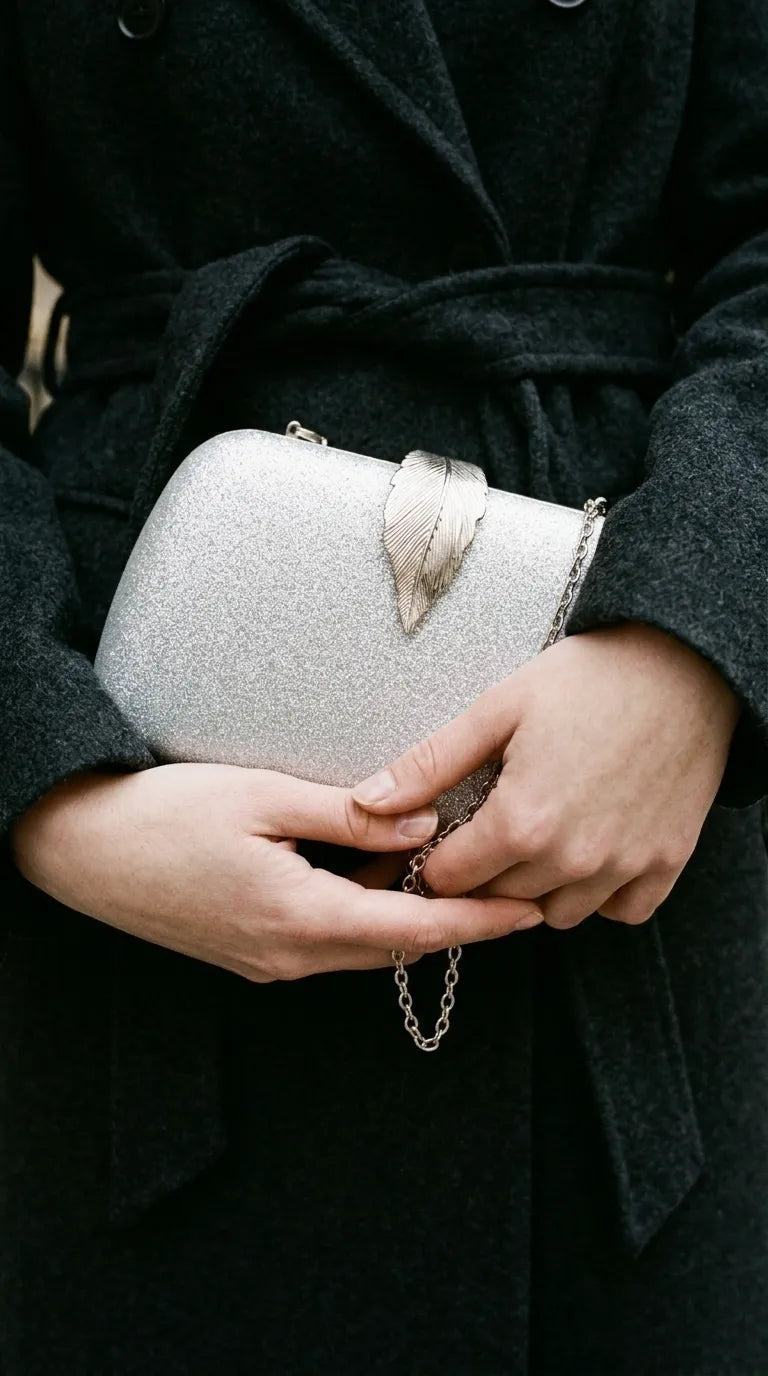 Silver Fancy Clutch For Women P24577