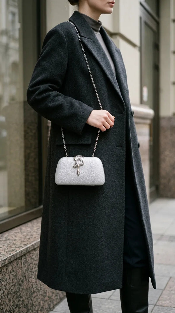 Silver Fancy Clutch For Women P24578