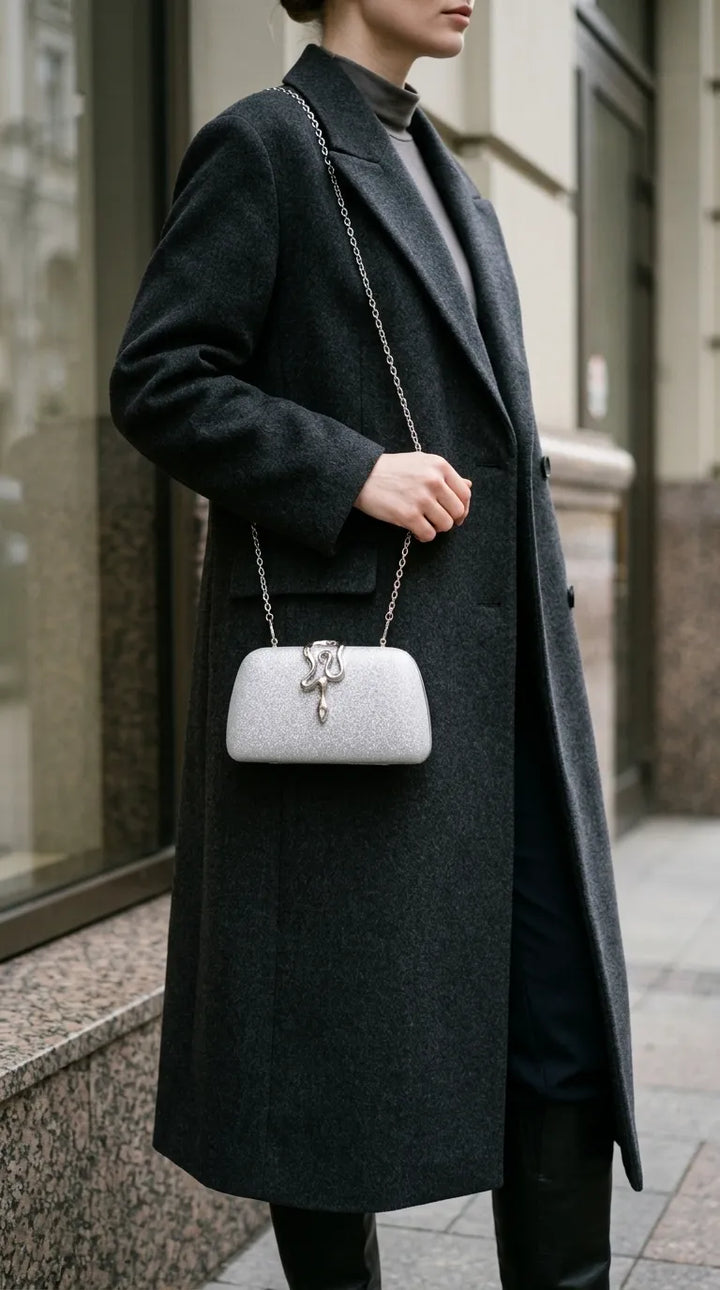 Silver Fancy Clutch For Women P24578