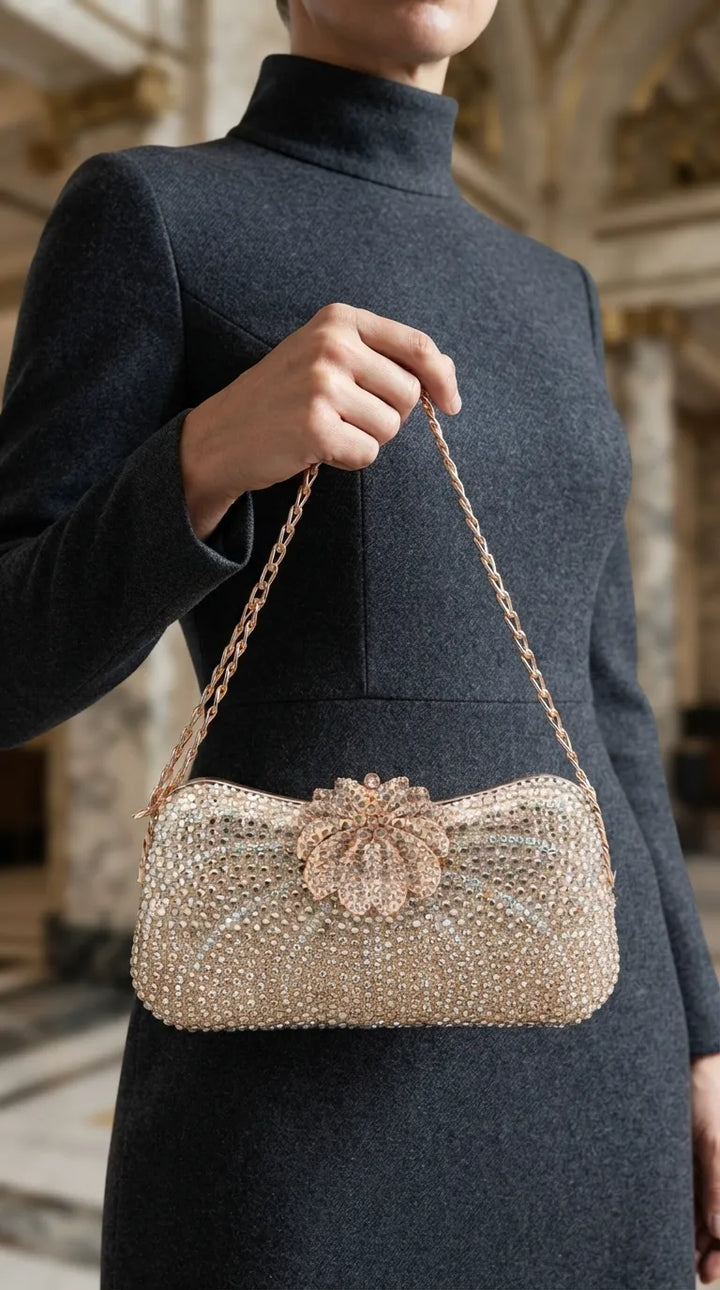 Golden Fancy Bridal Clutch P24579