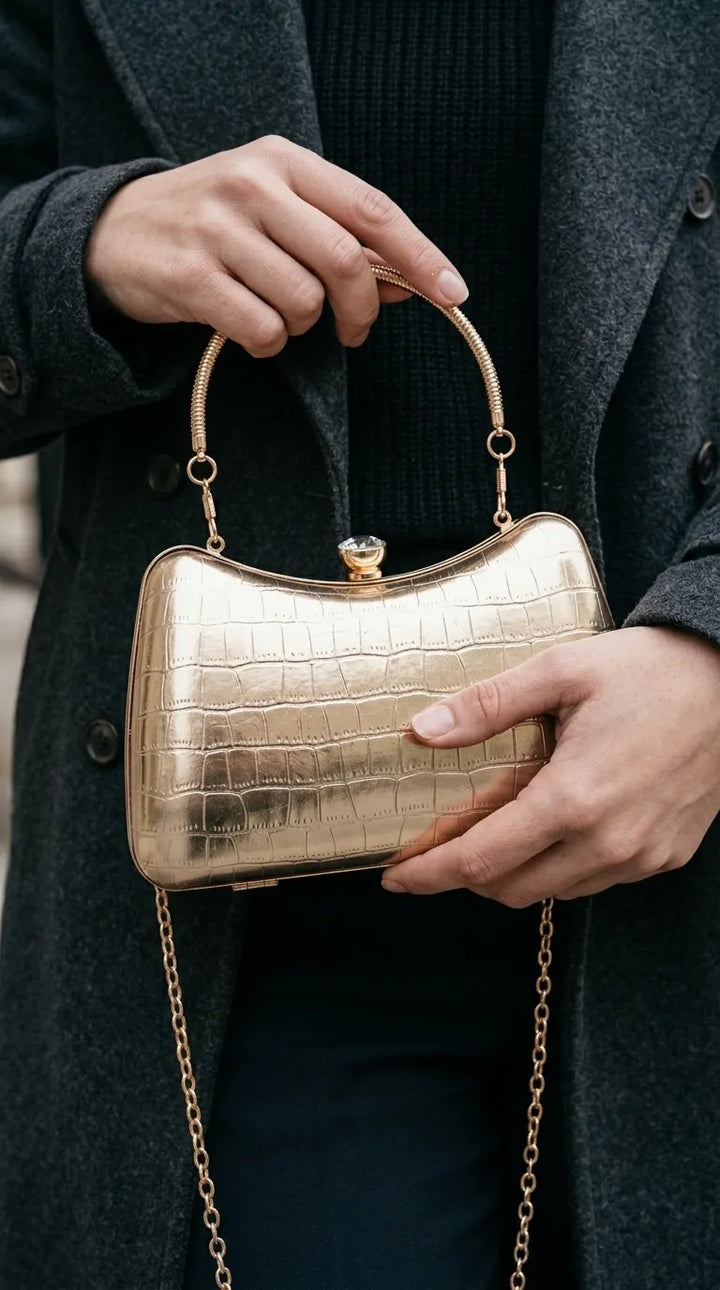 Golden Fancy Clutch For Women P24580