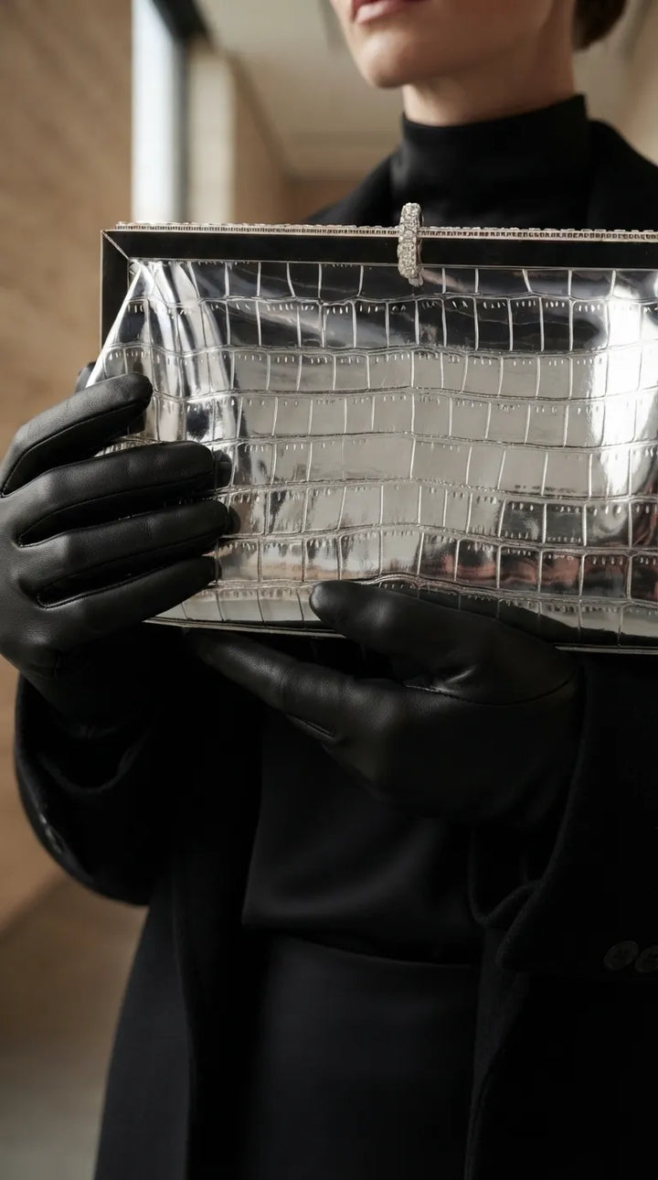 Silver Fancy Clutch For Women P24581