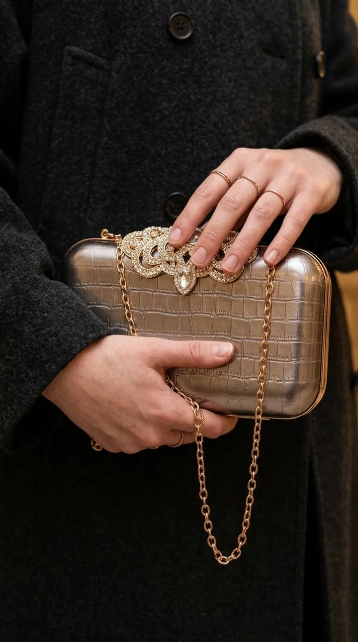 Grey Fancy Clutch For Women P24582