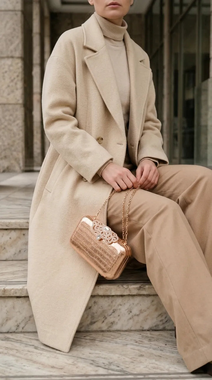 Champagne Fancy Clutch For Women P24582