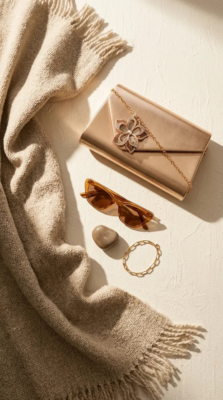 Golden Formal Clutch For Ladies P24599