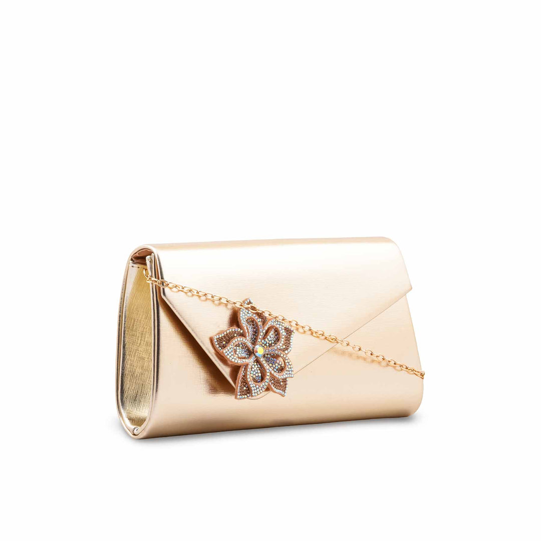 Golden Formal Clutch For Ladies P24599