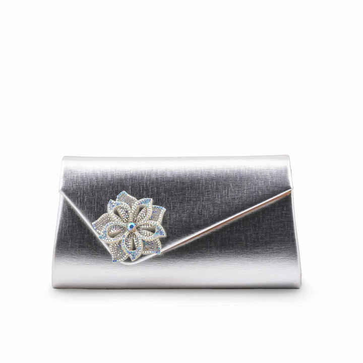Silver Formal Clutch For Ladies P24599