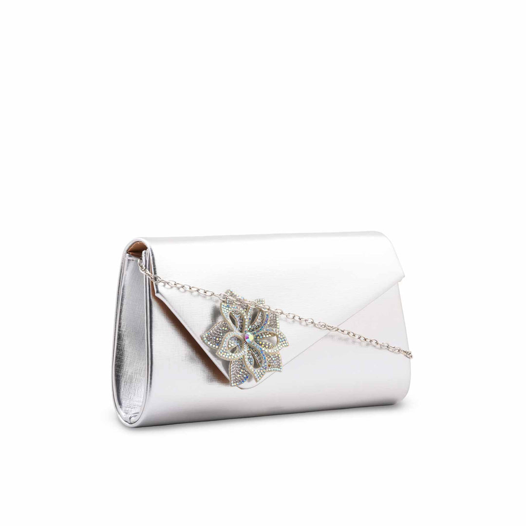 Silver Formal Clutch For Ladies P24599