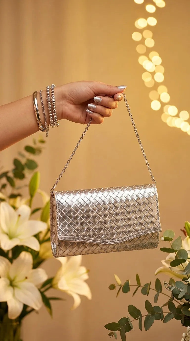 Silver Formal Clutch For Ladies P24600