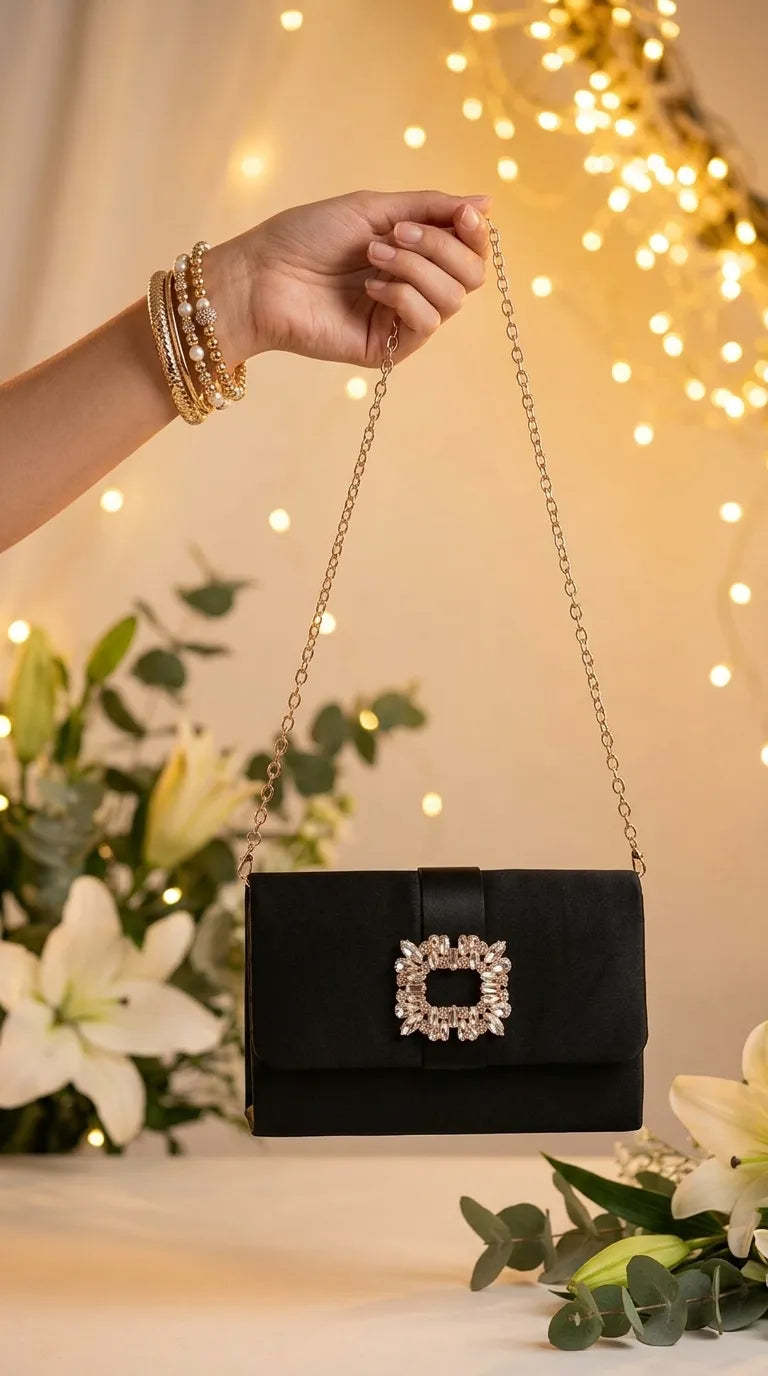 Black Formal Clutch For Ladies P24601