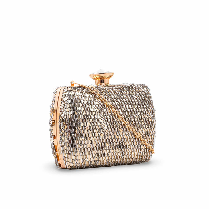 Golden Fancy Clutch For Ladies P24605