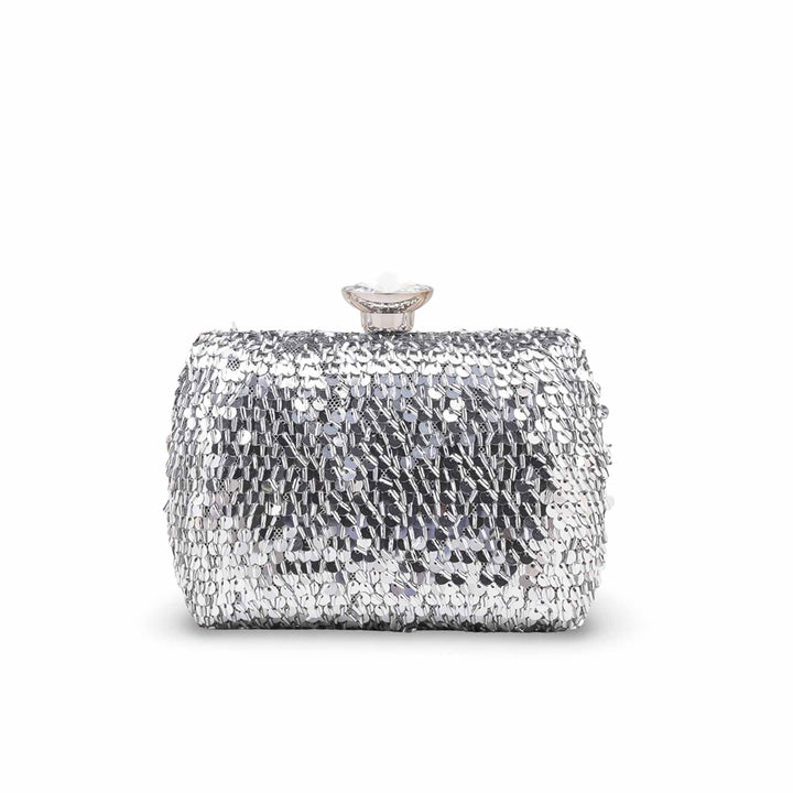 Silver Fancy Clutch For Ladies P24605