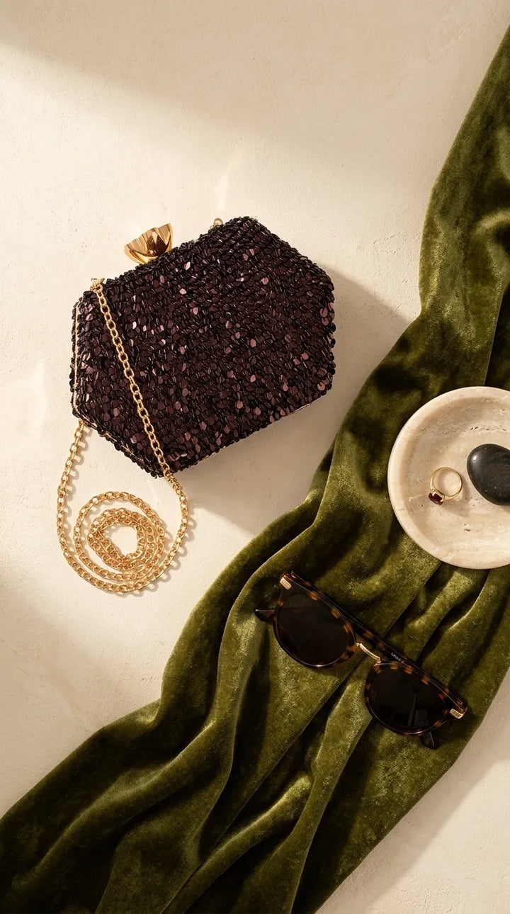 Brown Fancy Clutch For Ladies P24606