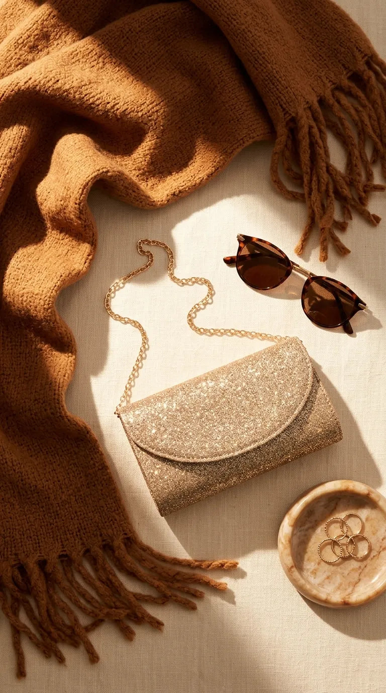 Golden Fancy Clutch For Ladies P24608