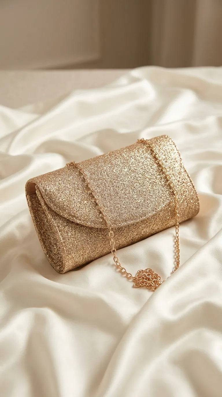 Golden Fancy Clutch For Ladies P24608
