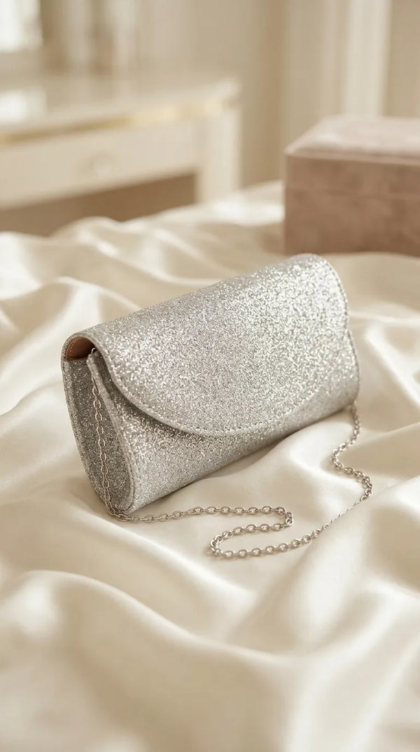 Silver Fancy Clutch For Ladies P24608
