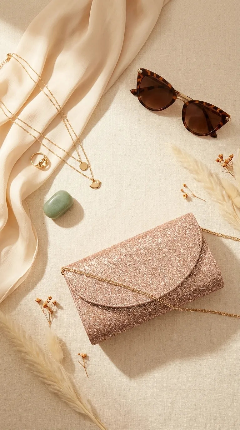 Champagne Fancy Clutch For Ladies P24608
