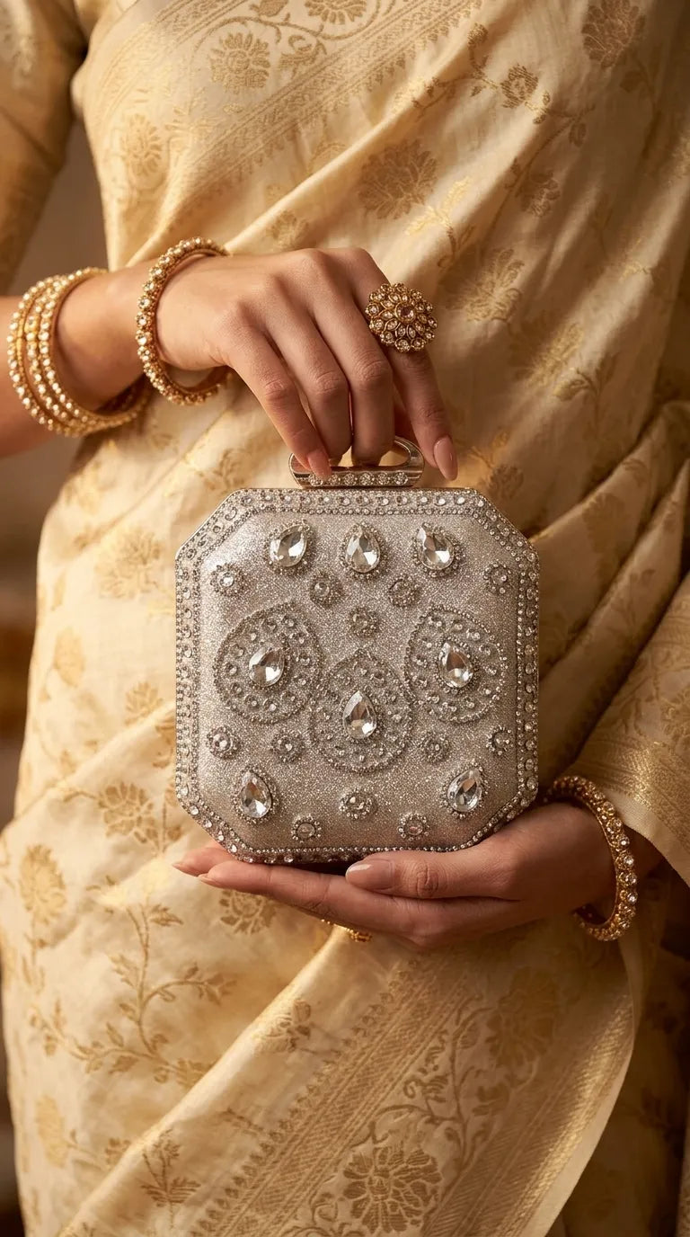 Silver Bridal Clutch P24609