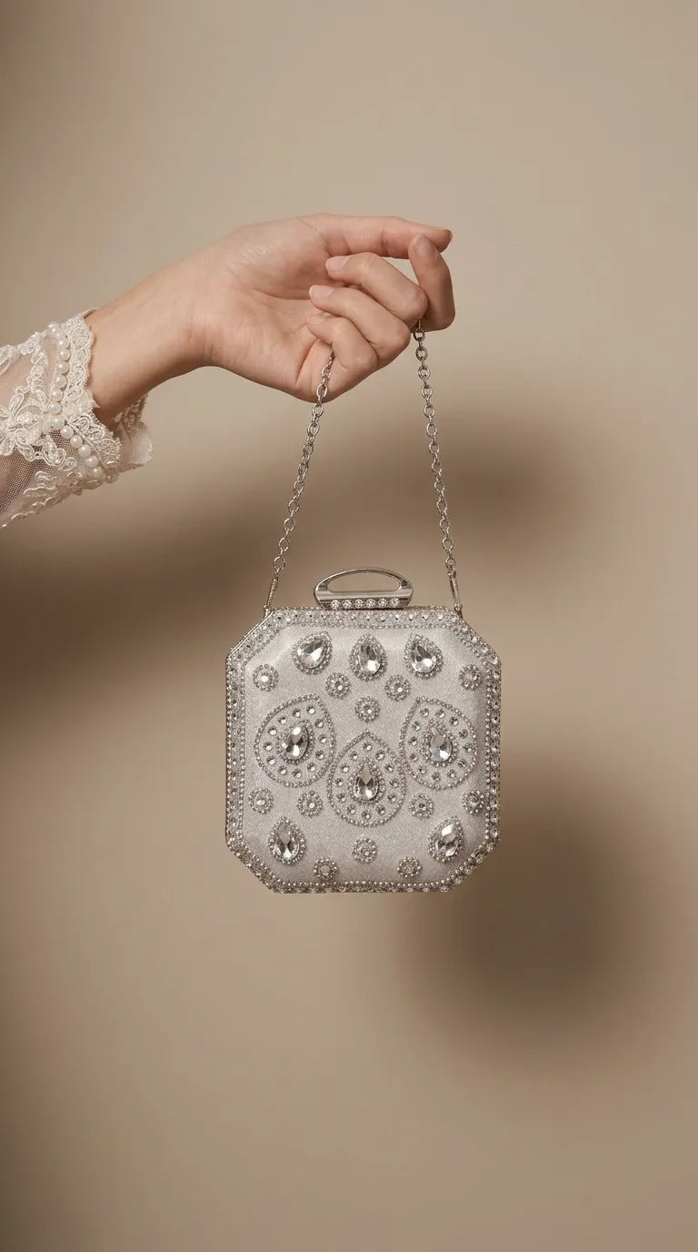 Silver Bridal Clutch P24609