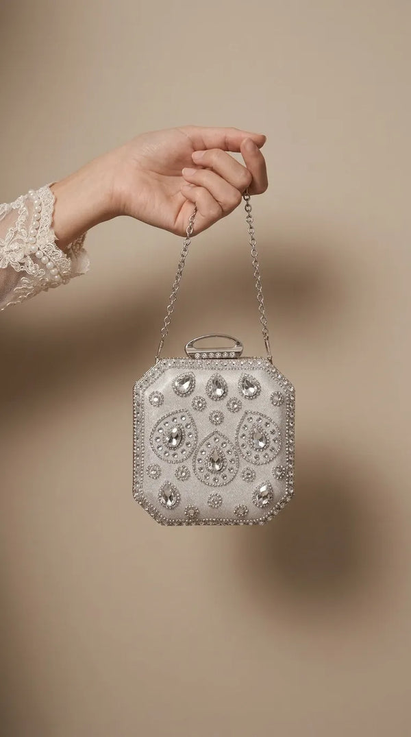 Silver Bridal Clutch P24609