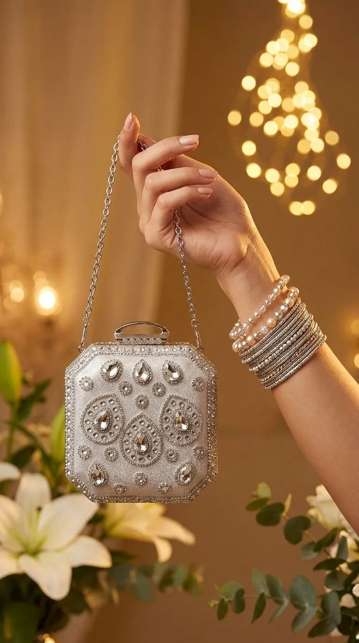 Silver Bridal Clutch P24609