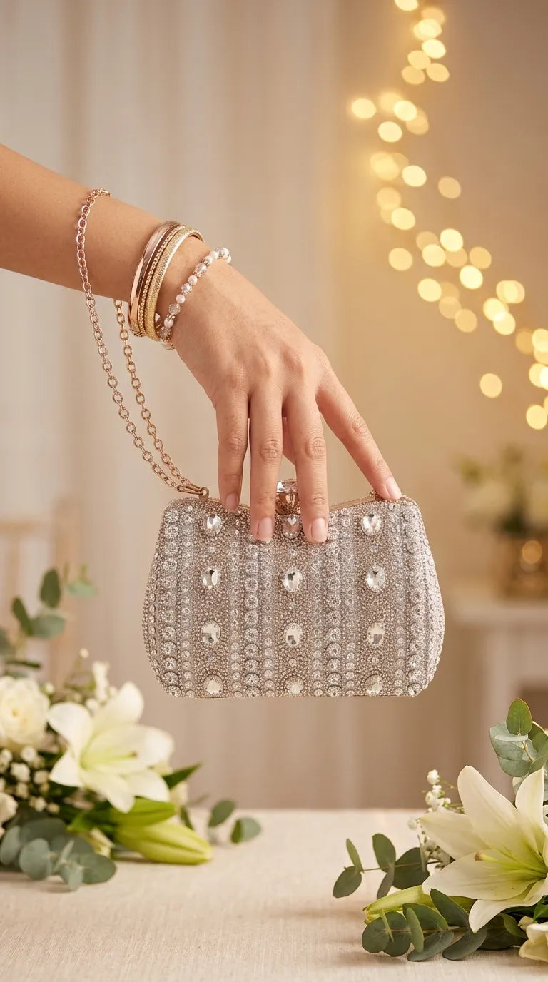 Silver Bridal Clutch P24610