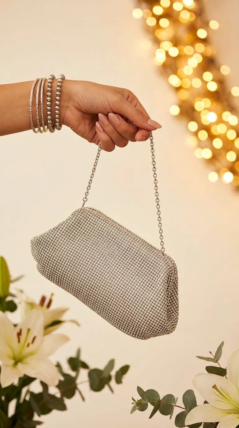 Silver Bridal Clutch P24619