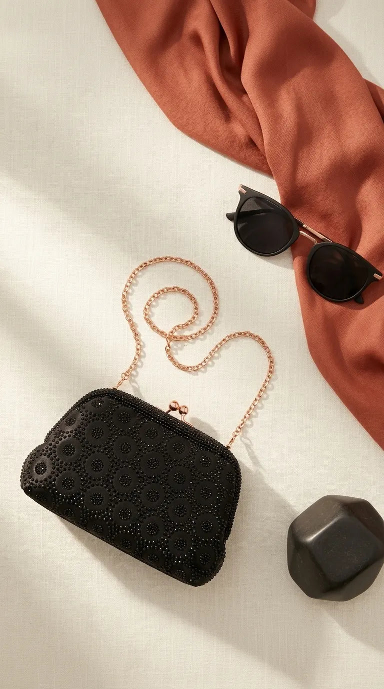 Black Fancy Clutch For Ladies P24621