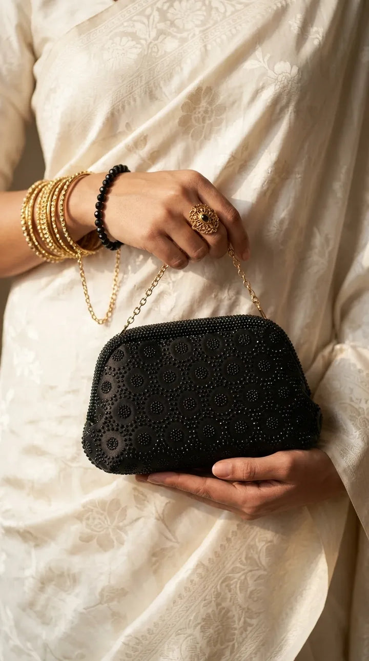 Black Fancy Clutch For Ladies P24621