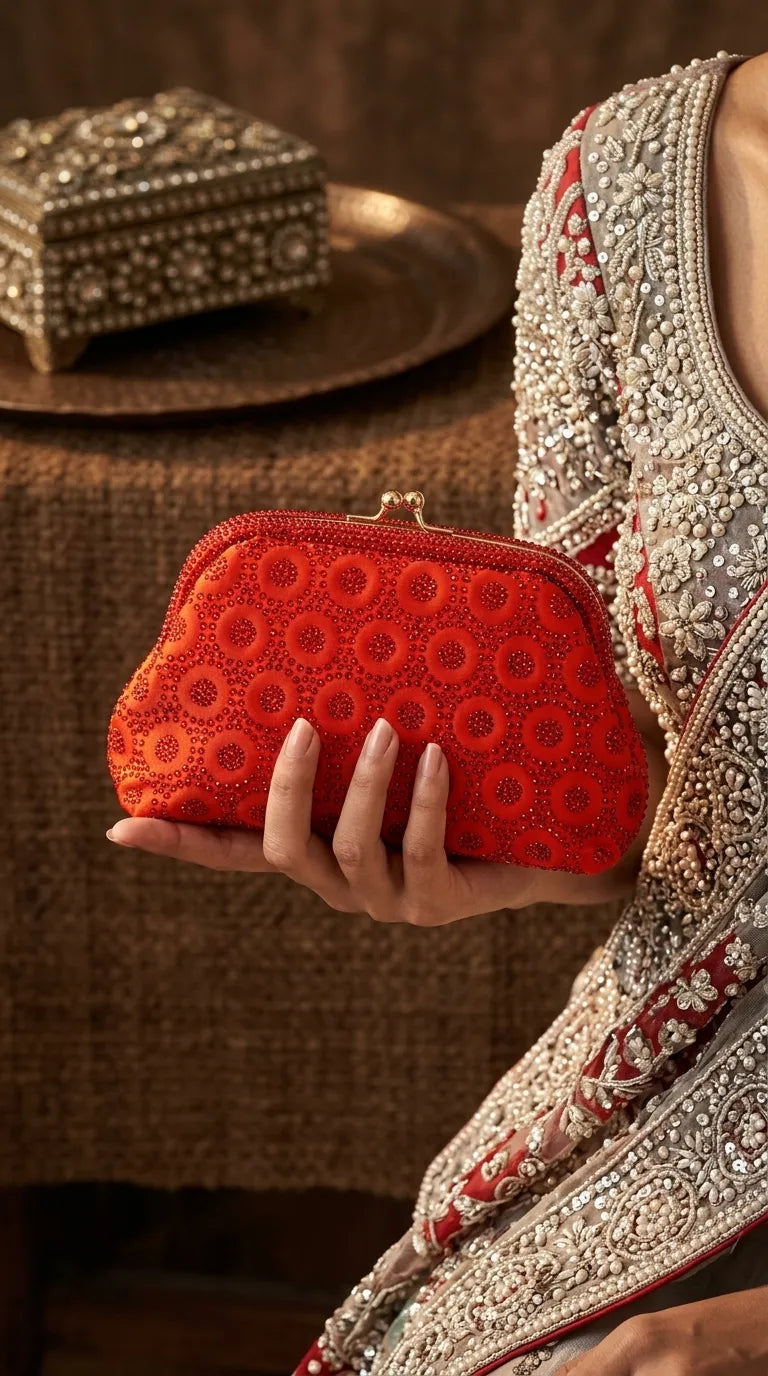 Red Fancy Clutch For Ladies P24621