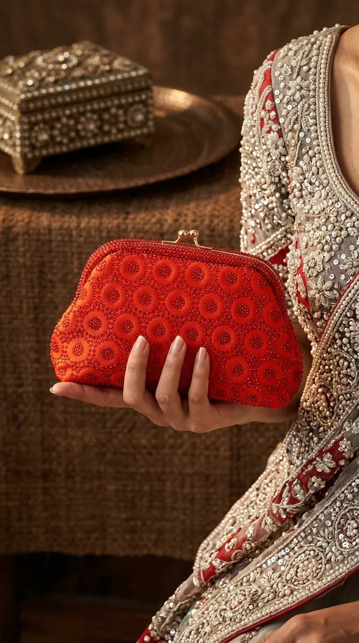 Red Fancy Clutch For Ladies P24621
