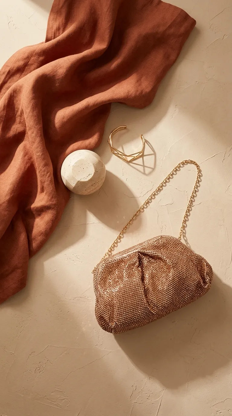 Golden Fancy Clutch For Ladies P24622