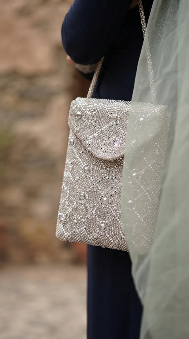 Silver Fancy Pouch For Women P24641