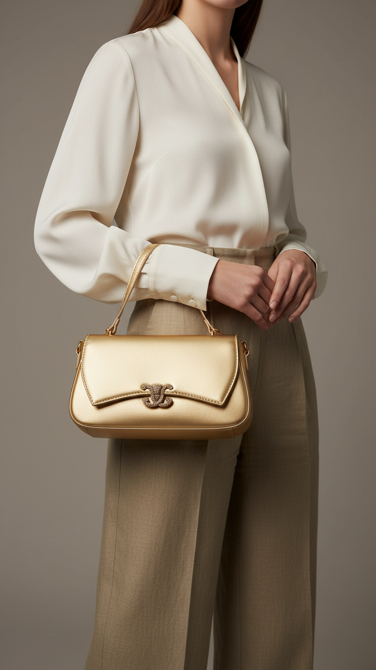 Golden Formal Shoulder Bag For Ladies P36140