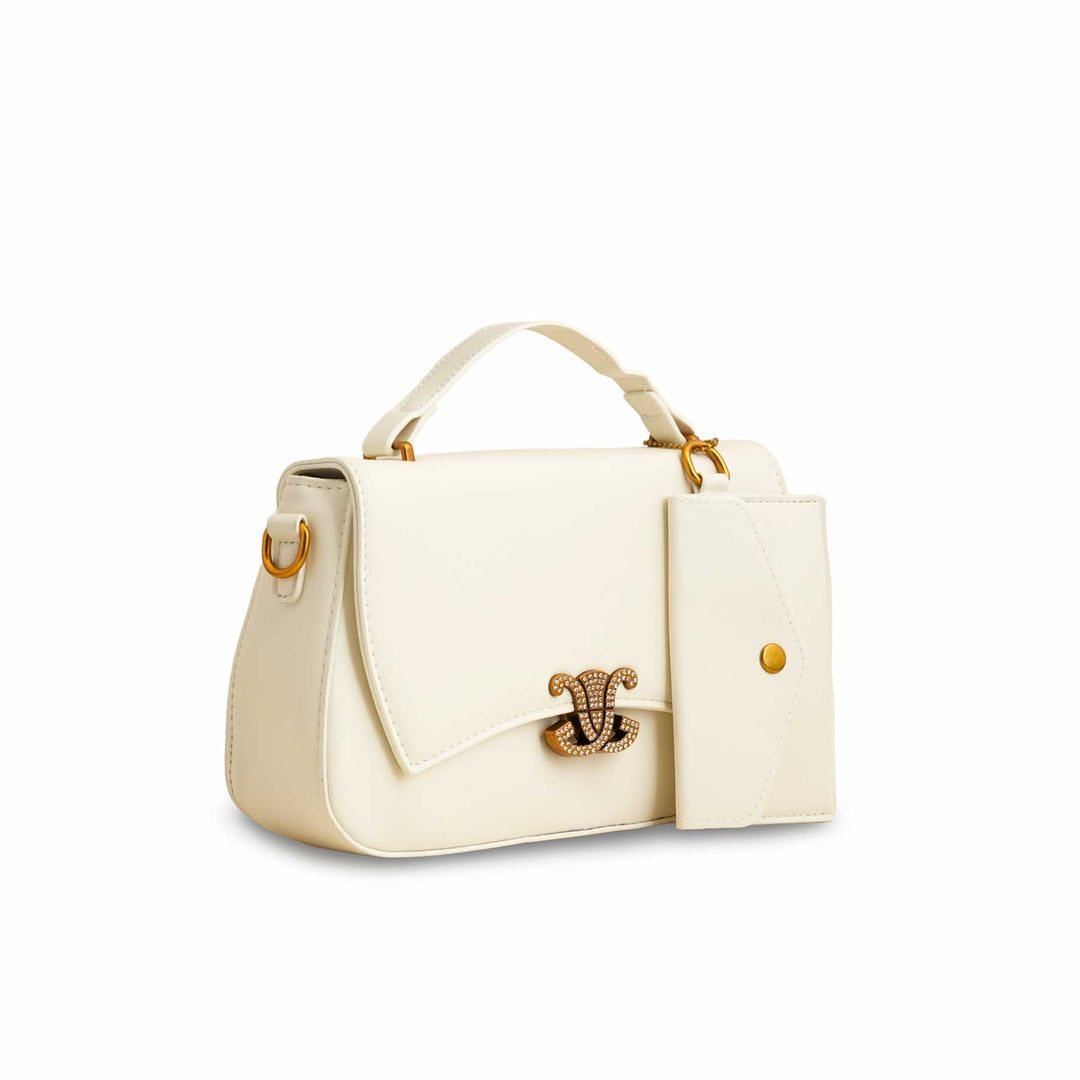 White Formal Shoulder Bag For Ladies P36140