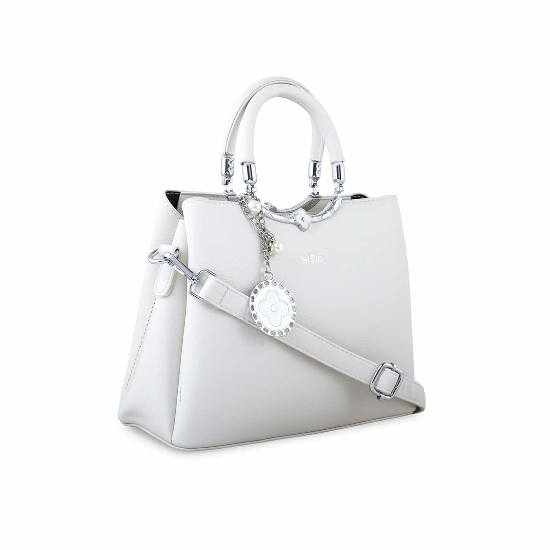 White Formal Hand Bag P36257