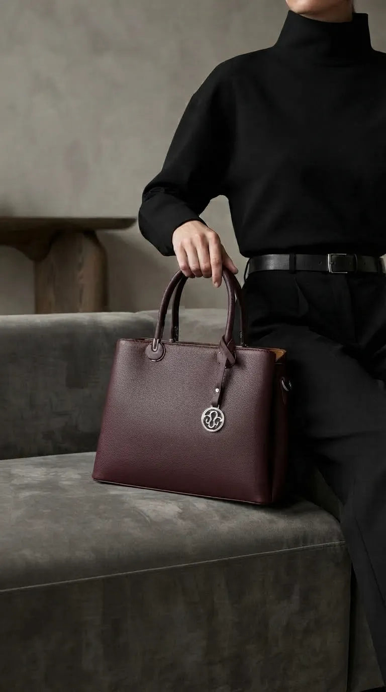 Coffee Formal Hand Bag For Ladies P36561