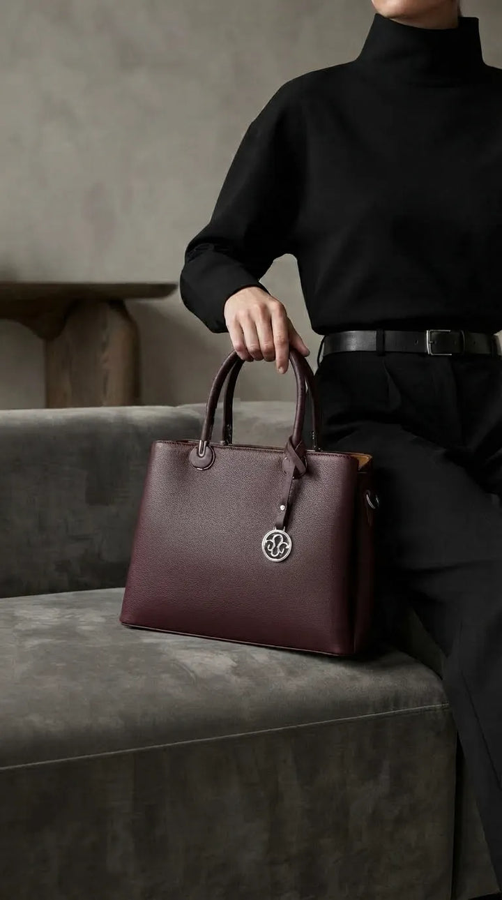 Coffee Formal Hand Bag For Ladies P36561