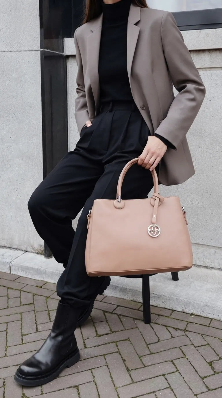 Beige Formal Hand Bag For Ladies P36561