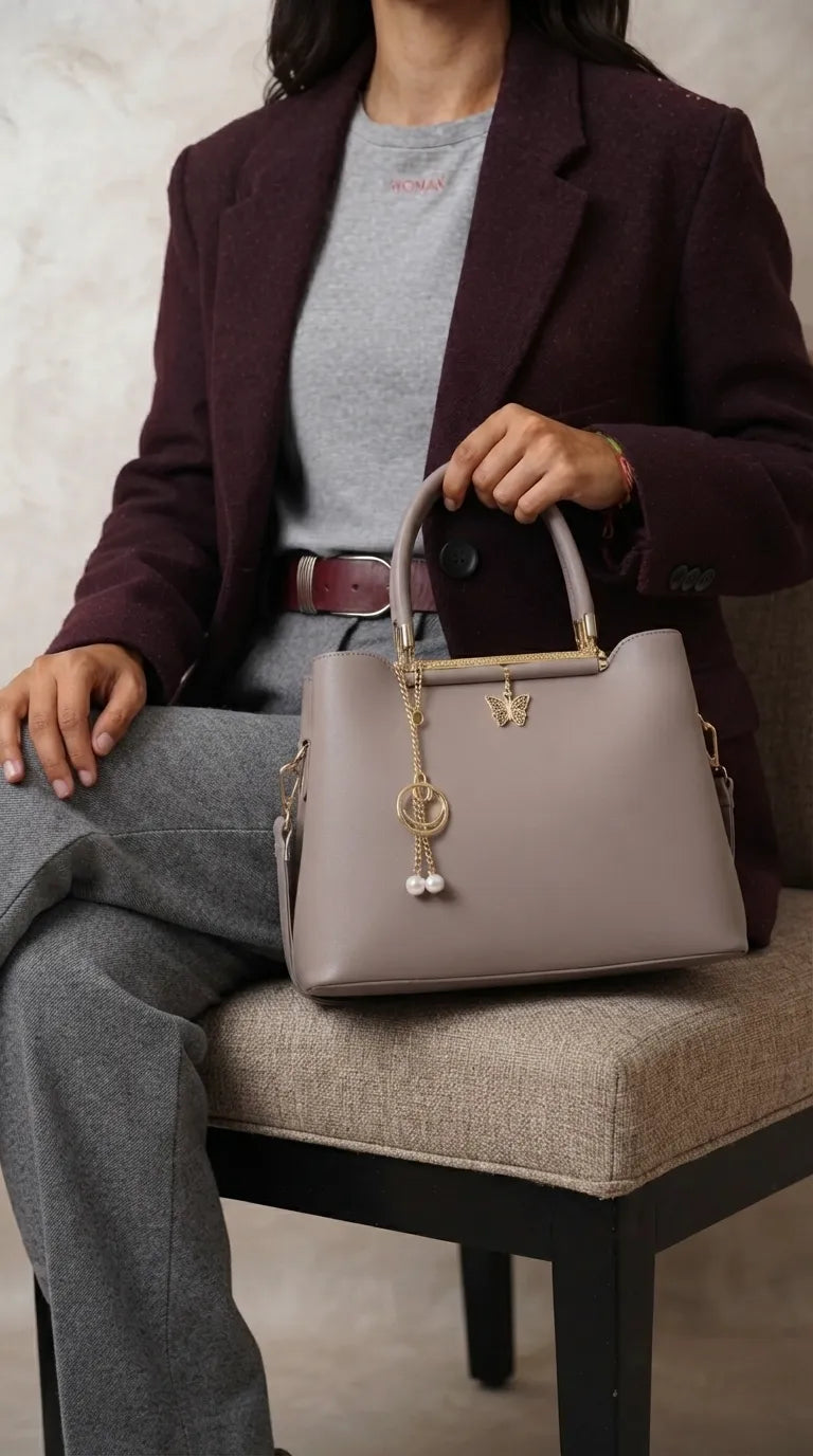 Grey Formal Hand Bag For Ladies P36570