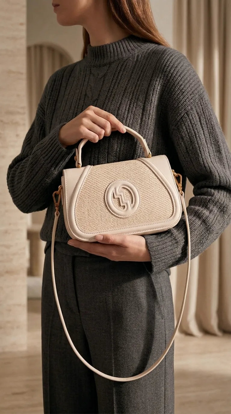 Cream Formal Shoulder Bag For Women P36586