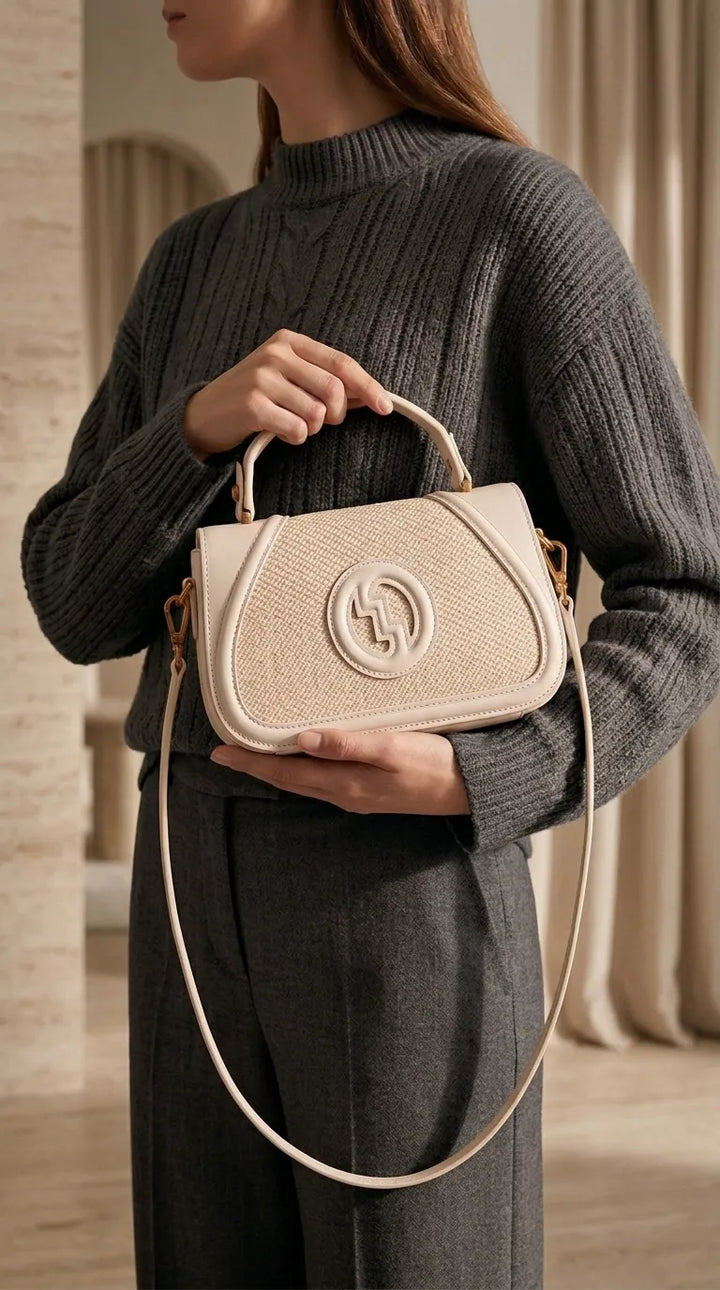 Cream Formal Shoulder Bag For Women P36586