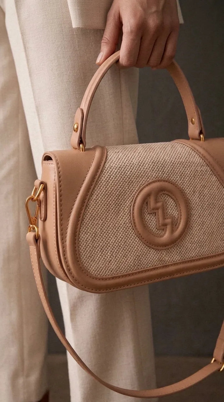 Beige Formal Shoulder Bag For Ladies P36586