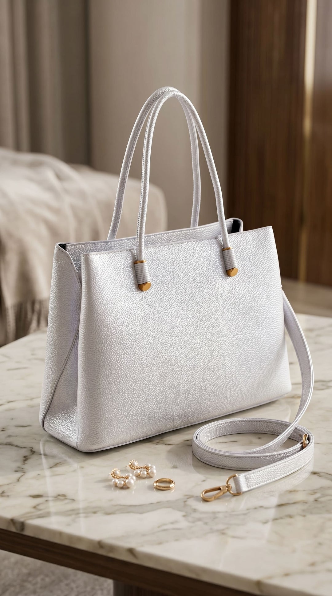 Silver Formal Hand Bag For Ladies P36591