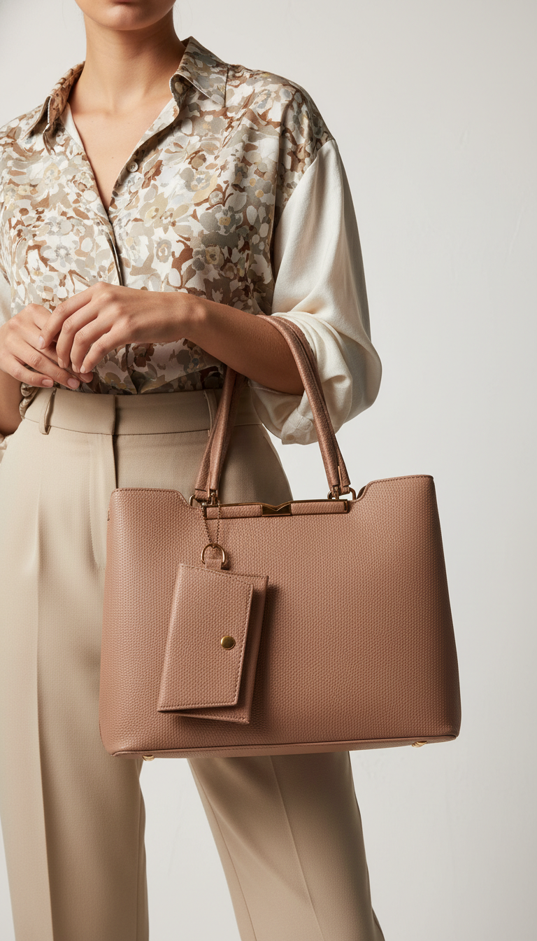 Fawn Formal Hand Bag For Ladies P36596