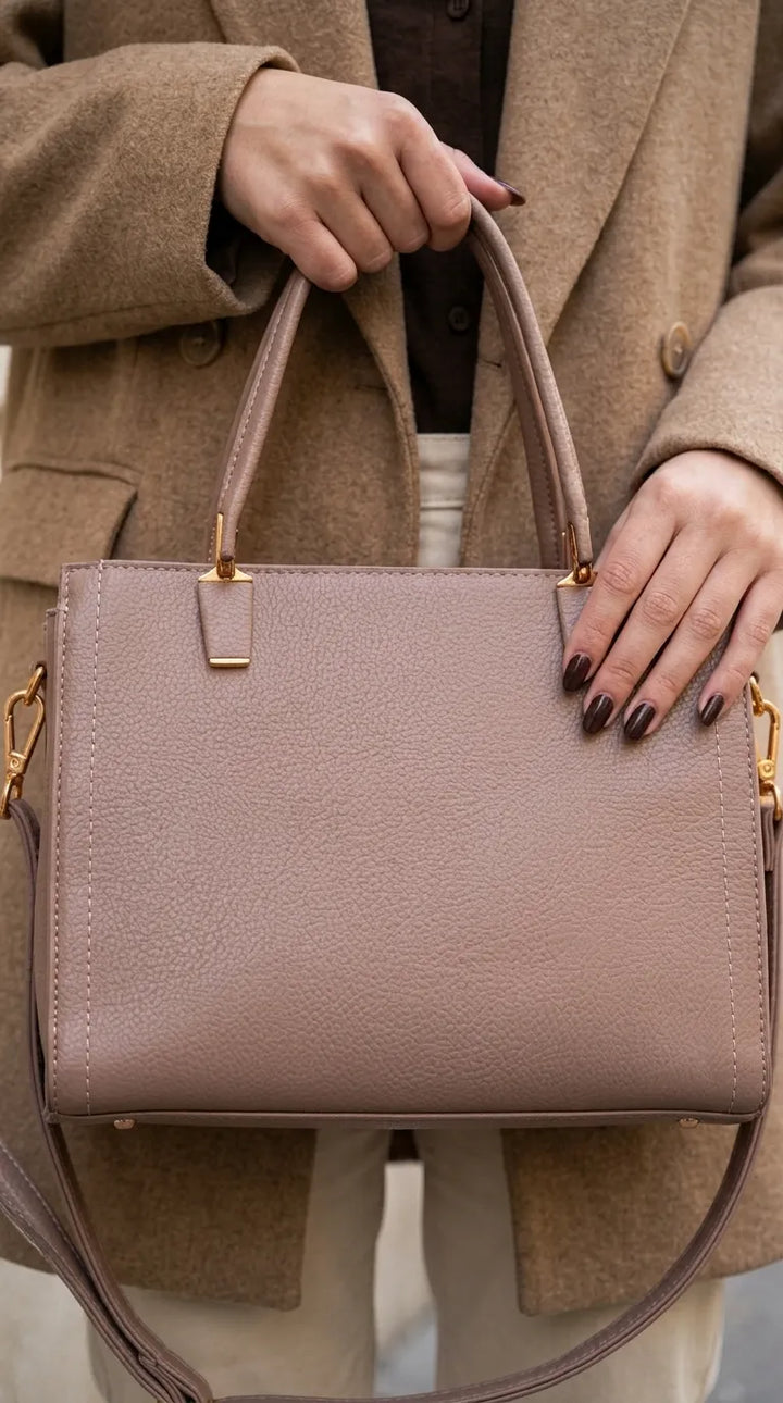Beige Formal Hand Bag For Ladies P36600