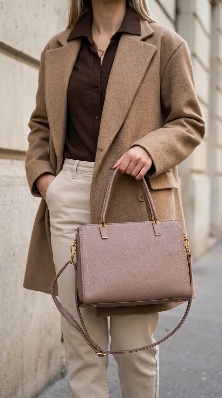Beige Formal Hand Bag For Ladies P36600
